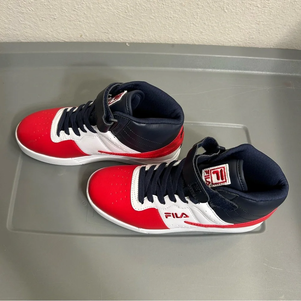 Fila Red and Blue High-Top Sneakers